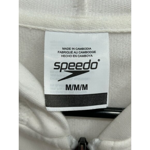 Speedo White Hooded Zip-Up Swim Cover-Up With Pockets Sz M - Picture 5 of 9